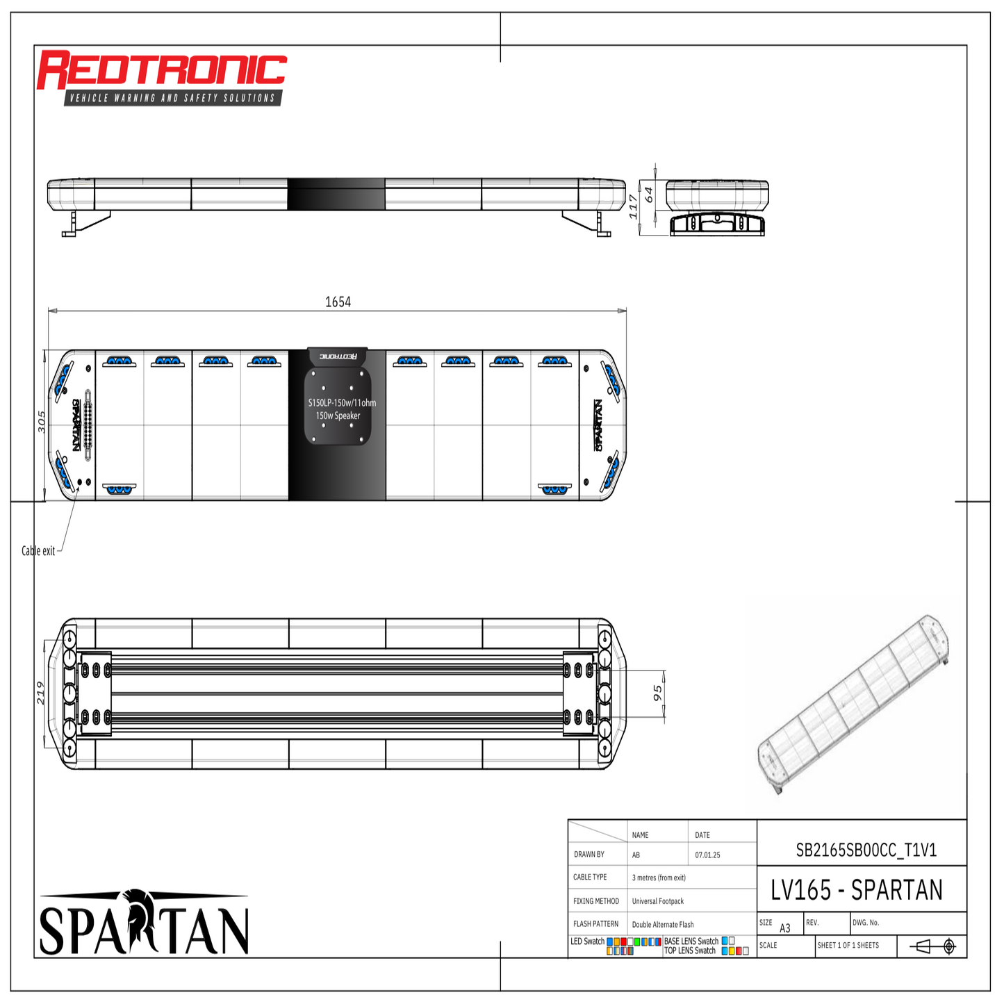 Redtronic Spartan 1654 mm / Sininen / Kaiutin / 14 moduulia
