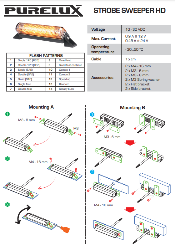 Purelux Sweeper HD - 18W / 12/24V