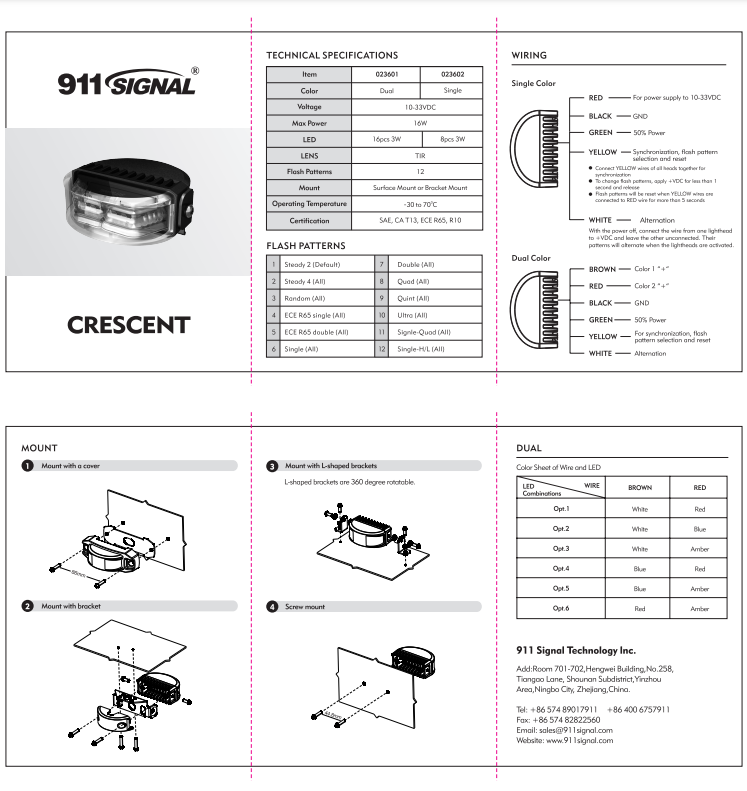 911Signal CRESCENT 180°- LED märgutuli