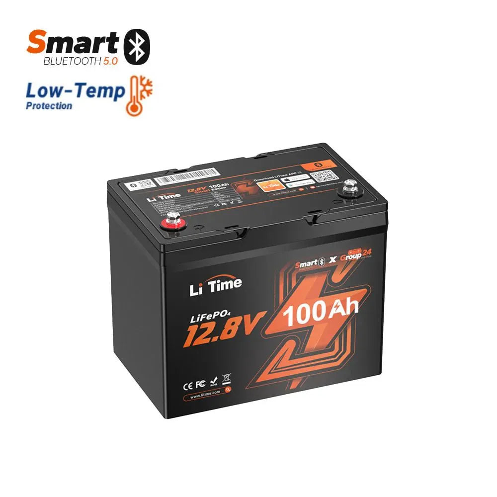 LiTime 12V 100Ah Bluetooth LiFePO₄ aku