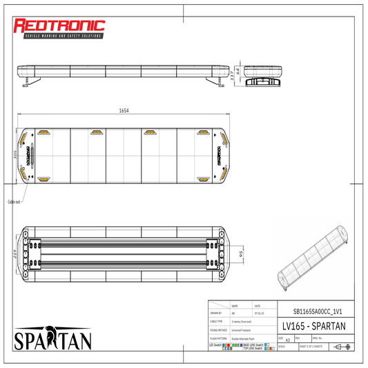 Redtronic Spartan 1654mm / Dzeltens / 10 moduļi