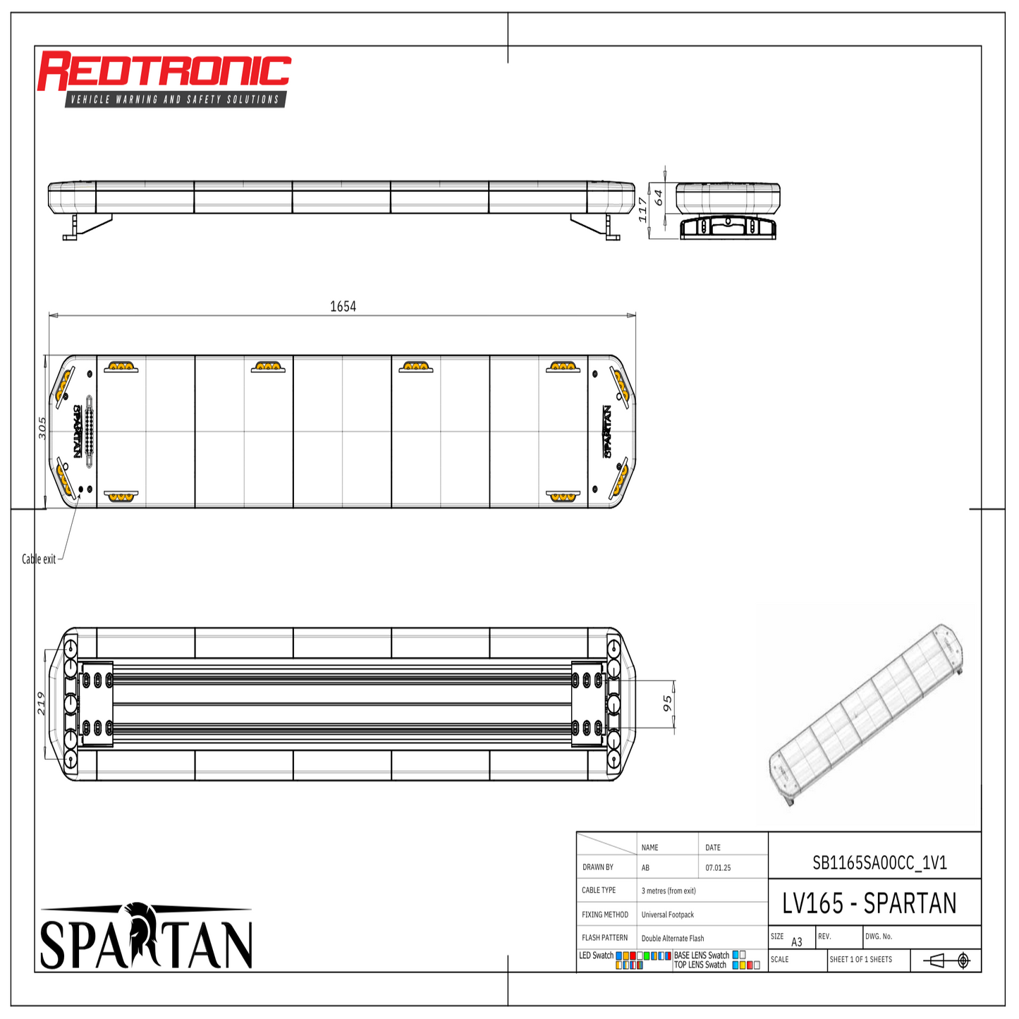 Redtronic Spartan 1654mm / Kollane / 10 moodulit