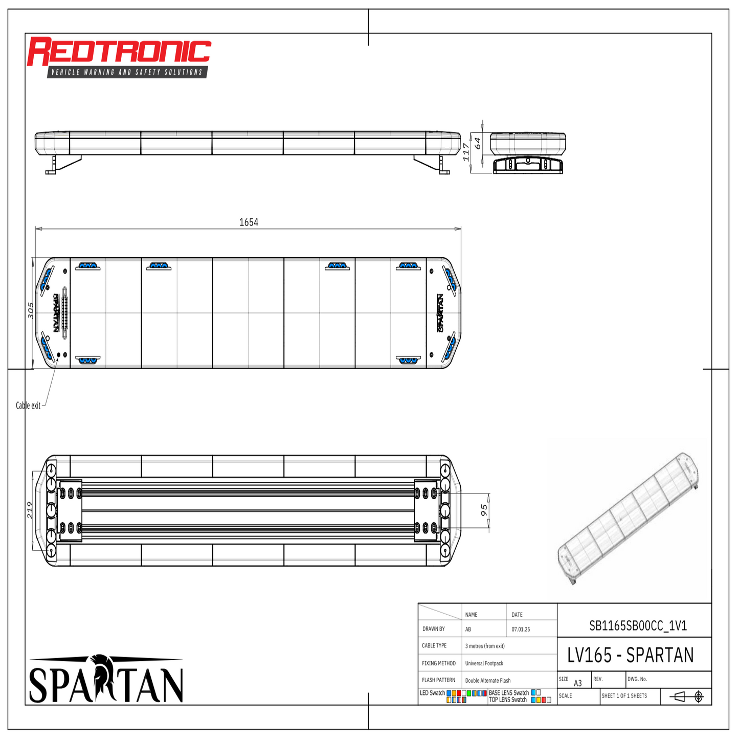 Redtronic Spartan 1654mm / Sinine  / 10 moodulit