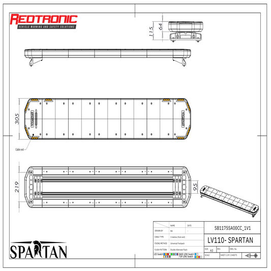 Redtronic Spartan 1750mm / Kollane / 10 moodulit