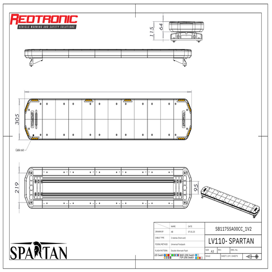 Redtronic Spartan 1750mm / Kollane / 10 moodulit