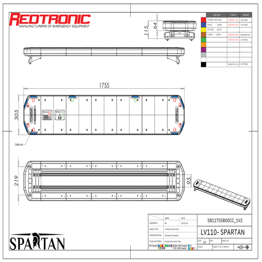 Redtronic Spartan 1750mm / Mėlyna / 10 modulių