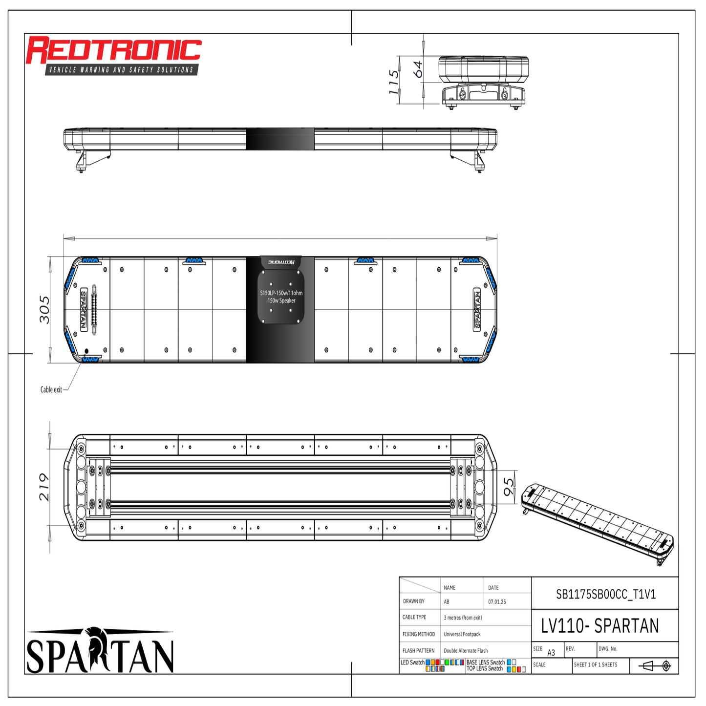 Redtronic Spartan 1750mm / Sinine / Kõlar / 10 moodulit