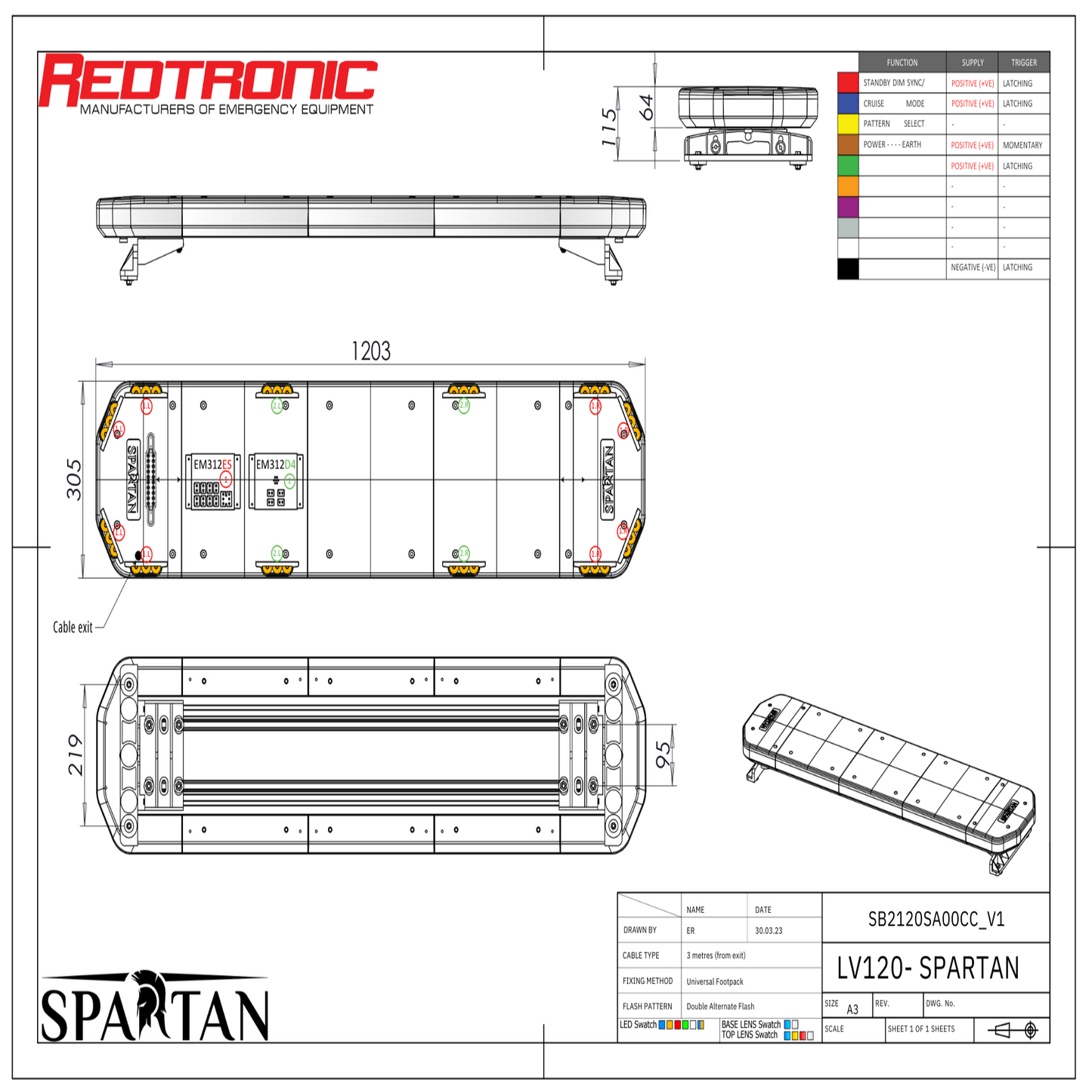 Redtronic Spartan 1203mm / Kollane / 12 moodulit