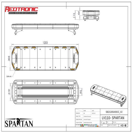 Redtronic Spartan 1203mm / Dzeltens / 12 moduļi