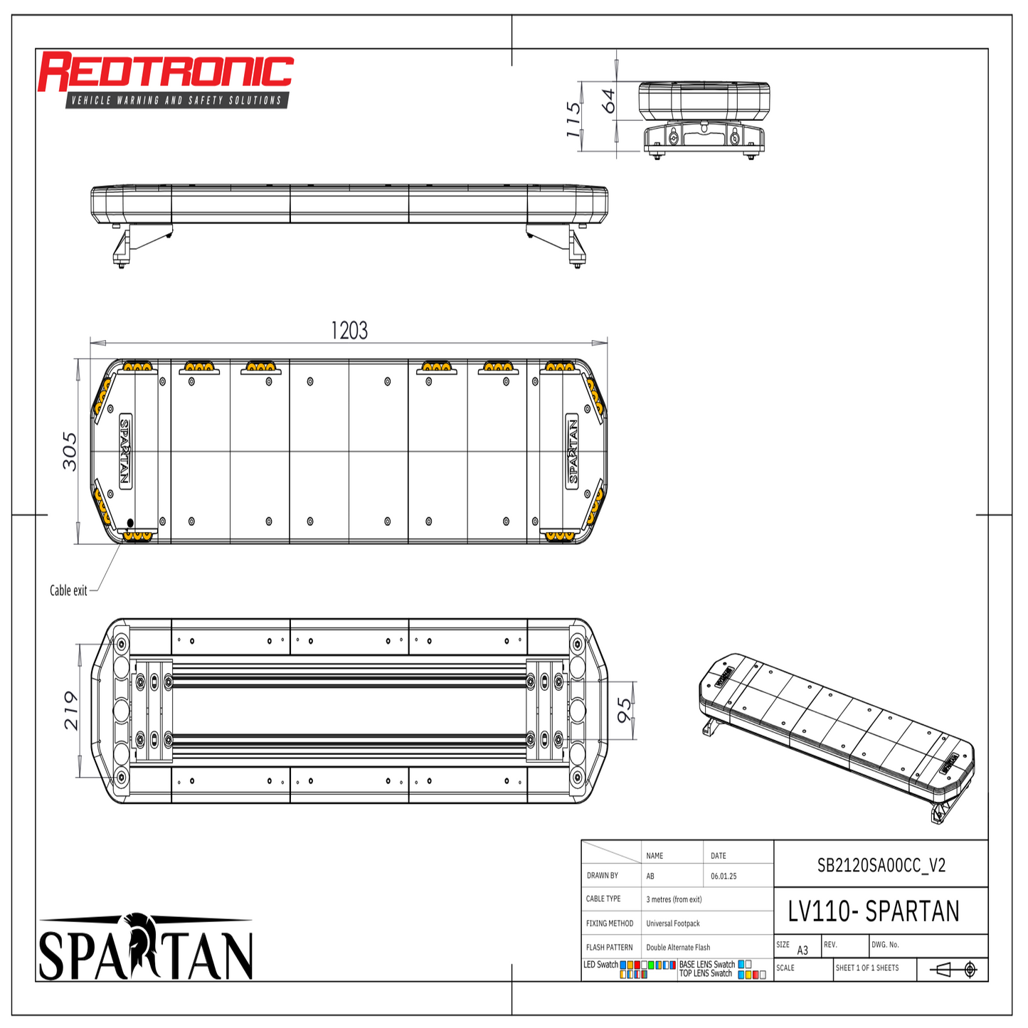 Redtronic Spartan 1203mm / Kollane / 12 moodulit