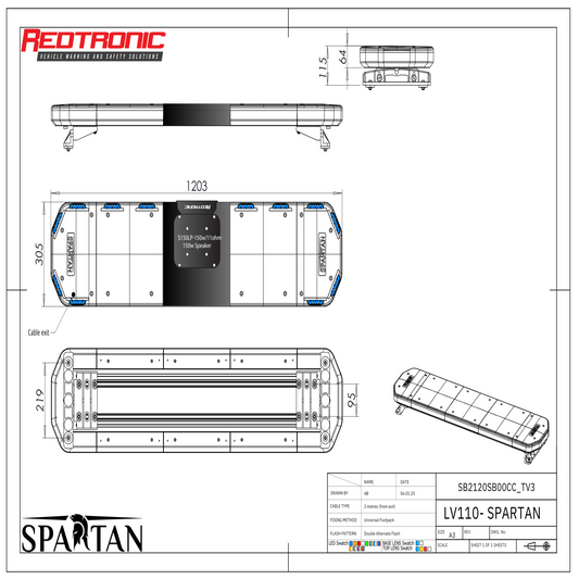 Redtronic Spartan 1203mm / Zils / Skaļrunis / 12 moduļi