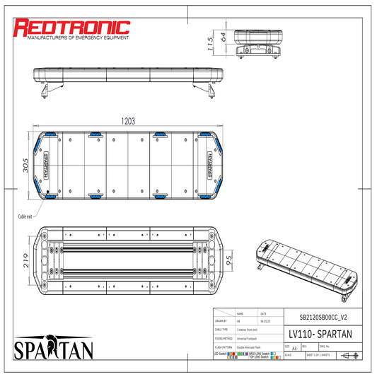 Redtronic Spartan 1203mm / Zils / 12 moduļi