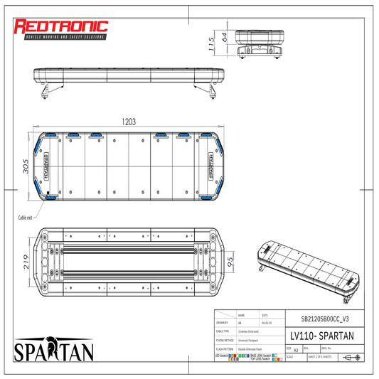 Redtronic Spartan 1203mm / Zils / 12 moduļi