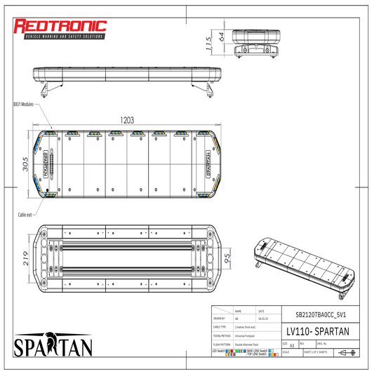 Redtronic Spartan 1203mm / Sinine - Kollane / 14 moodulit