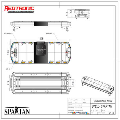 Redtronic Spartan 1203mm / Sinine - Kollane - Punane / Alley / Kõlar / 16 moodulit