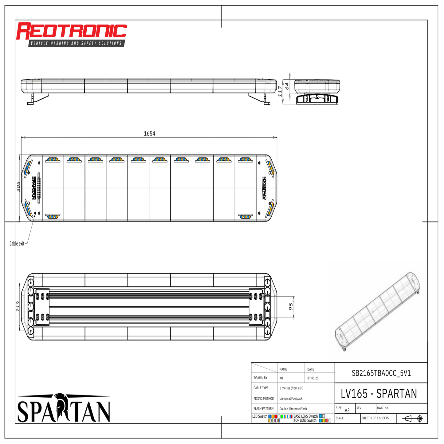 Redtronic Spartan 1654 mm / Sinine - Kollane / 16 moodulit