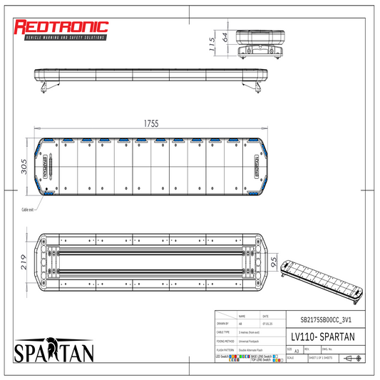 Redtronic Spartan 1755mm / Zils / 18 moduļi