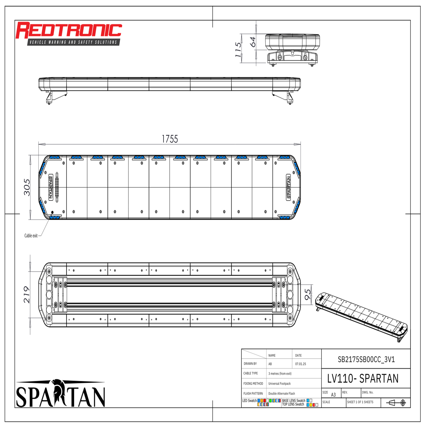 Redtronic Spartan 1755mm / Sinine / 18 moodulit