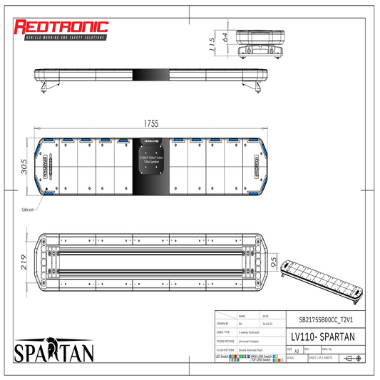Redtronic Spartan 1755mm / Zils / Skaļrunis / 16 moduļi