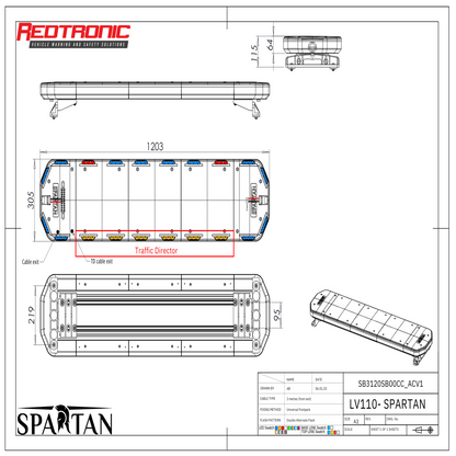 Redtronic Spartan 1203mm / Sinine / Punane / Liiklusesuunaja / Alley / 20 moodulit