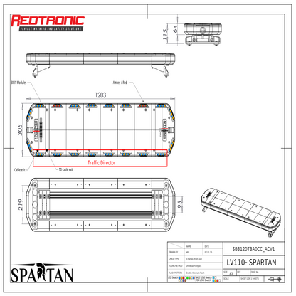 Redtronic Spartan 1203mm / Sinine-Kollane / Punane / Liiklusesuunaja / Alley / 20 moodulit