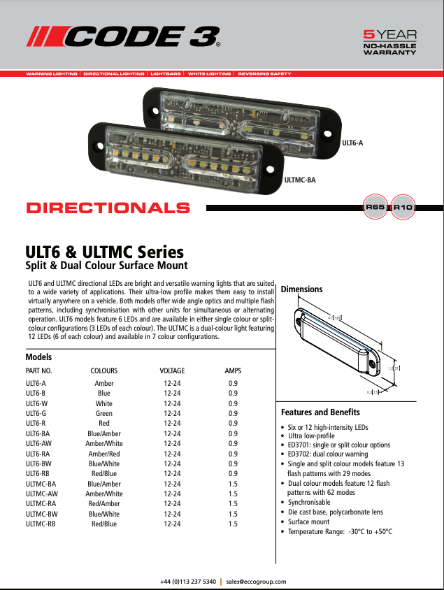 ECCO ULT6 Blue/Yellow Indicator Light