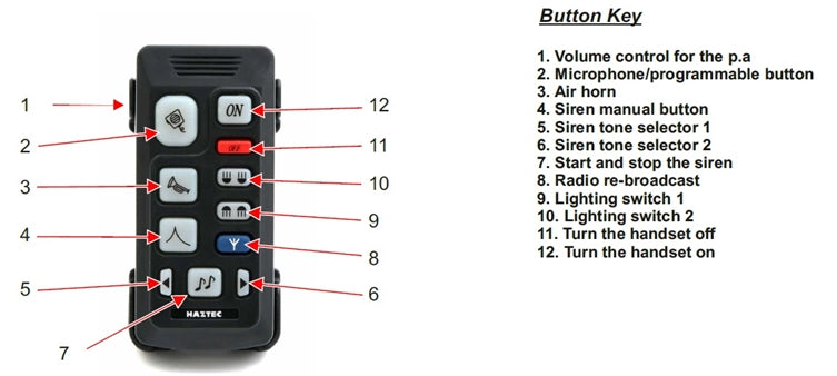 Haztec Siren with microphone and 2 x flasher output 12V